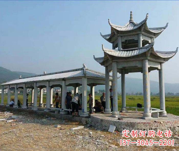 长春园林景观仿古石雕长廊凉亭