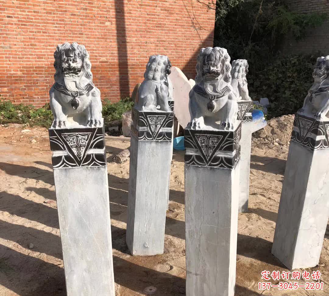 长春园林石雕狮子拴马桩