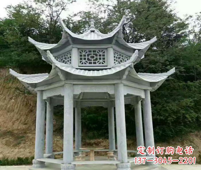 长春园林双层凉亭石雕 (2)