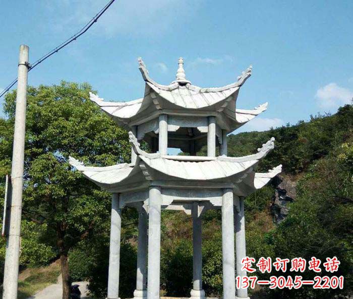 长春园林双层凉亭石雕