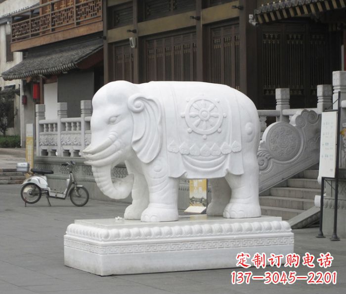 长春招财动物汉白玉大象石雕