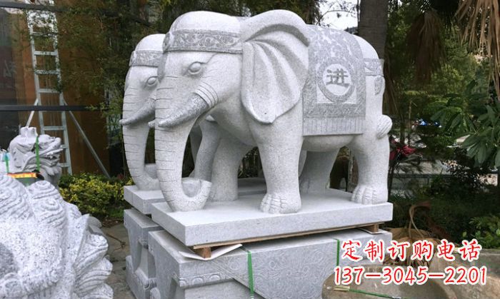 长春招财进宝大理石门口大象雕塑