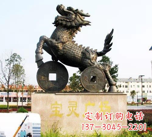 长春招财麒麟铜雕