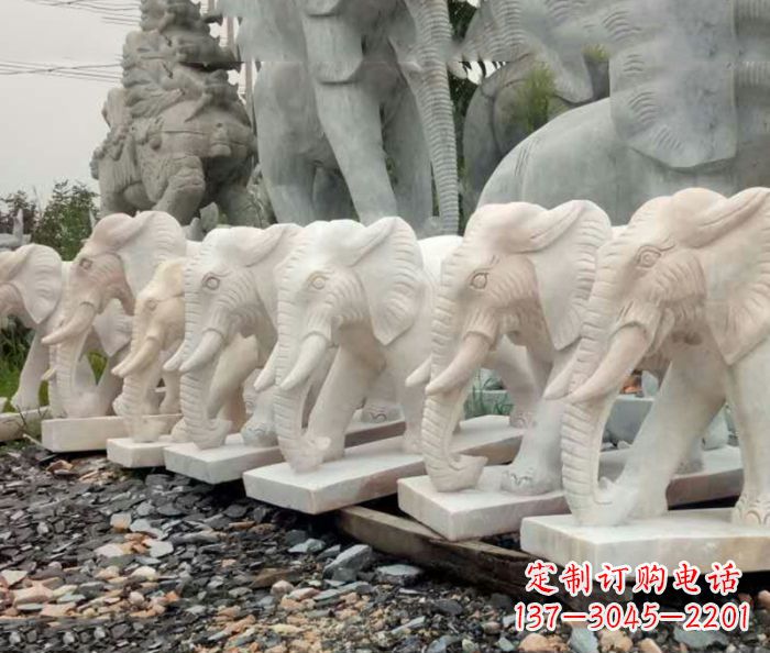 长春招财晚霞红大象石雕 (3)