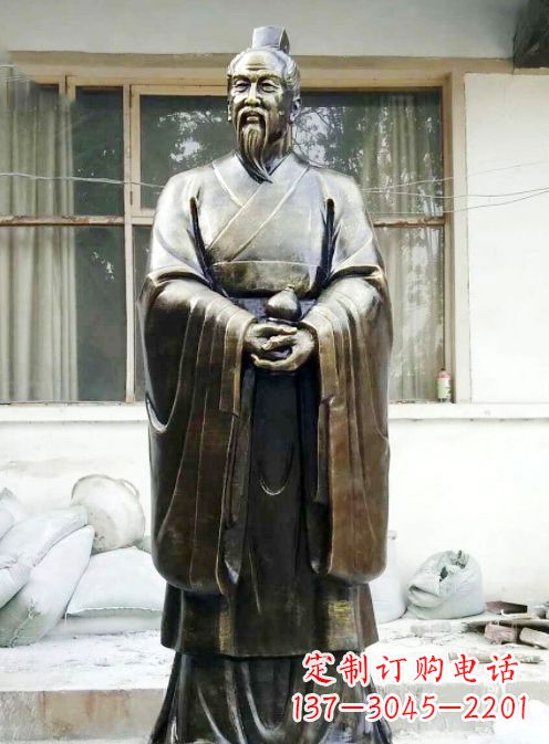 长春中国古代名医扁鹊铸铜雕像半身像