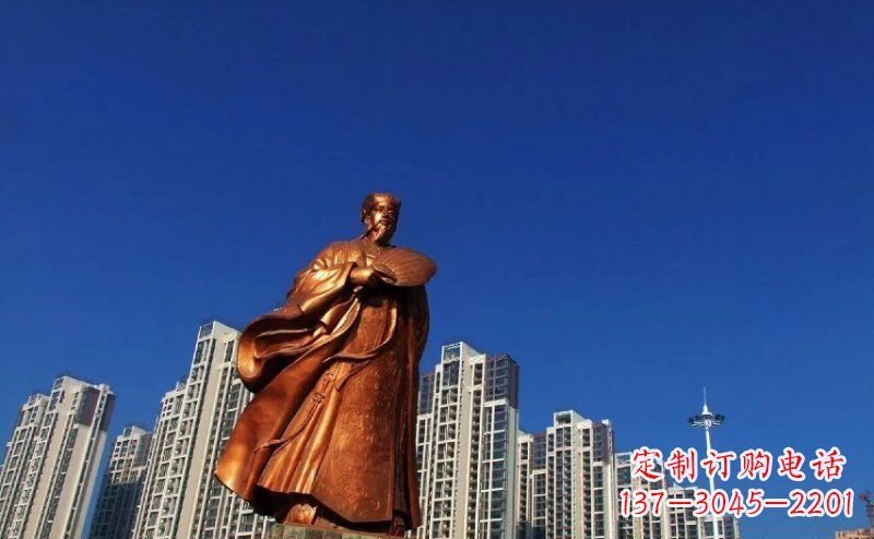 长春诸葛亮古代名人铜雕 (2)