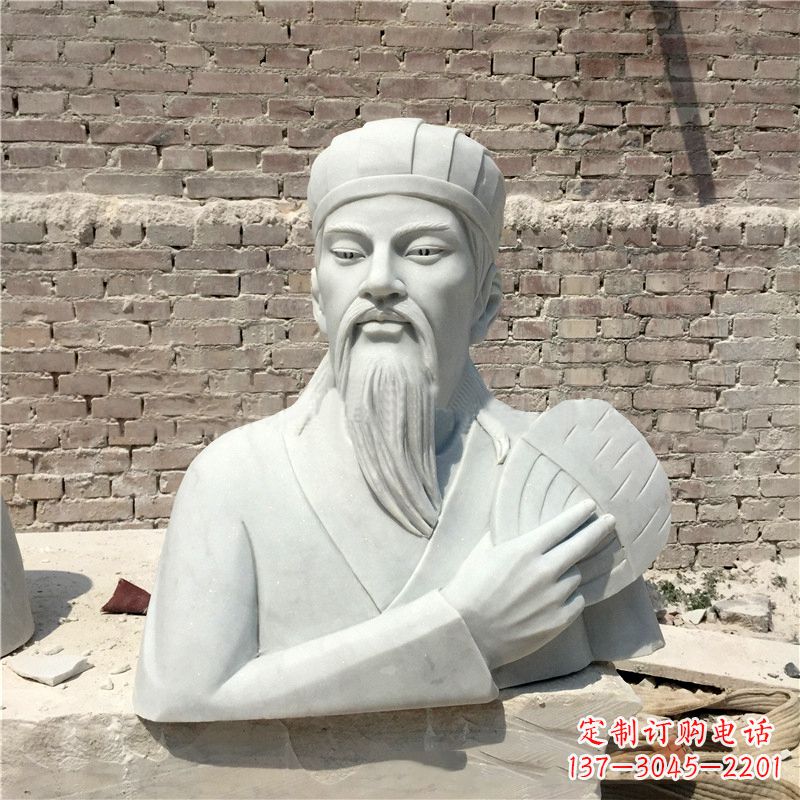 长春诸葛亮汉白玉石雕胸像-三国著名人物雕塑