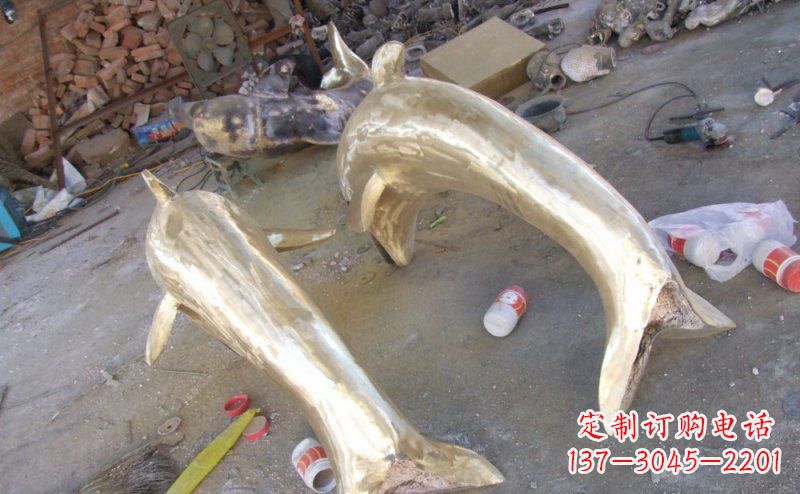长春铸铜海豚公园动物铜雕