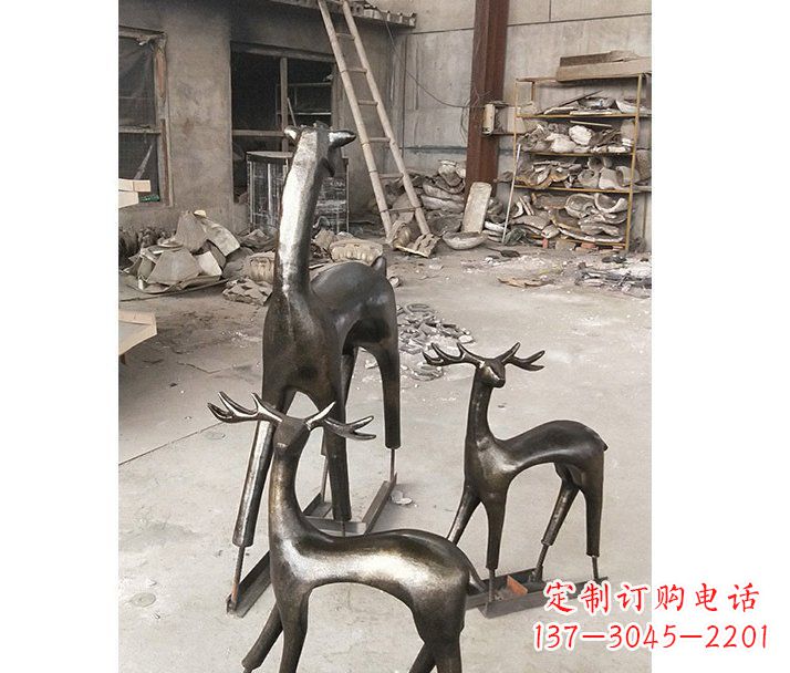 长春铸铜梅花鹿动物铜雕摆件