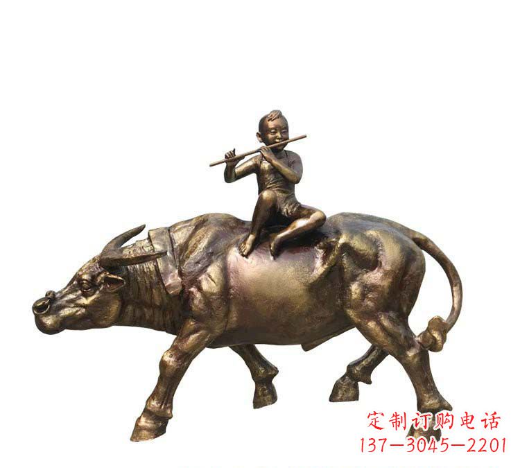 长春铸铜牧童牛雕塑
