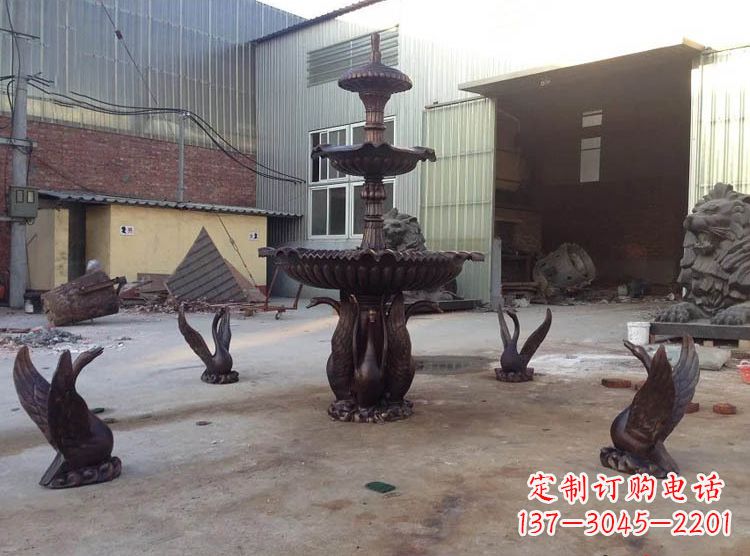长春铸铜天鹅喷泉雕塑