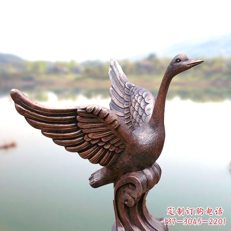 长春铸铜天鹅景观摆件