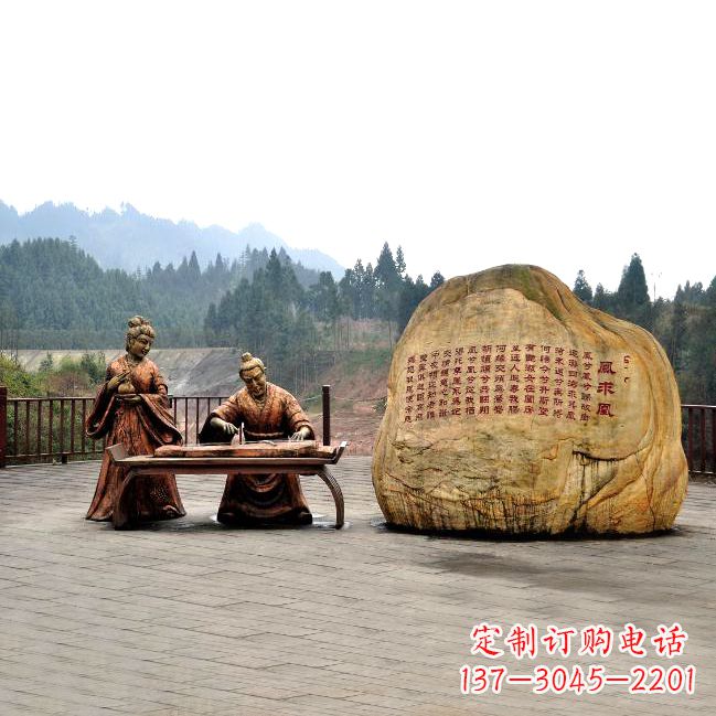 长春卓文君与司马相如凤求凰公园景观雕塑-历史典故人物情景雕塑
