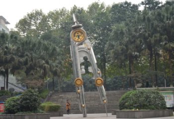 长春圆规雕塑-不锈钢广场创意圆规雕塑